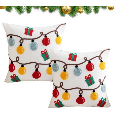 Lot de 2 taies d'oreiller de Noël, housse de coussin festive, housse de coussin d'hiver, décoration de Noël pour canapé, housse de coussin festive (1/5)