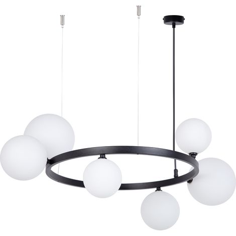 Lampadario Bolero nero 6 luci G9 sfere bianche Sigma (1/3)
