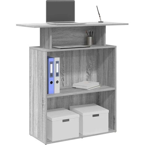 vidaXL Reception Desk Grey Sonoma 100x40x104 cm Engineered Wood