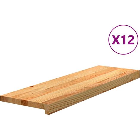 Treppenstufen 12 Stk. Hellbraun 80x25x2 cm Massivholz Eiche