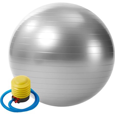 JF HOME BLISS 75m Yoga Ball  Anti-Burst Stability Ball for Pilates & Fitness  Durable PVC Gym Ball with Non-Slip Ring Texture, Includes Quick Pump, Grey (75cm) (1/5)
