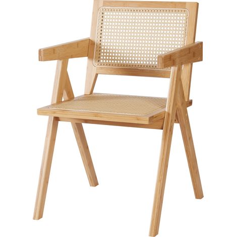 Silla de comedor de bambú y ratán 79 x 50 x 50 cm natural 030009198 (1/5)