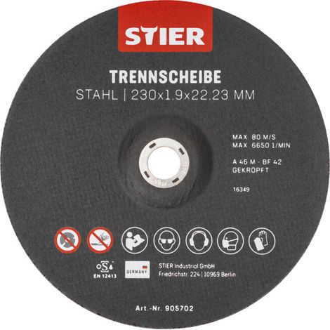 Disques à tronçonner STIER, acier, 230 x 1,9 x 22,23, forme 42, à moyeu déporté, 25 pièces 25 pièces (1/5)