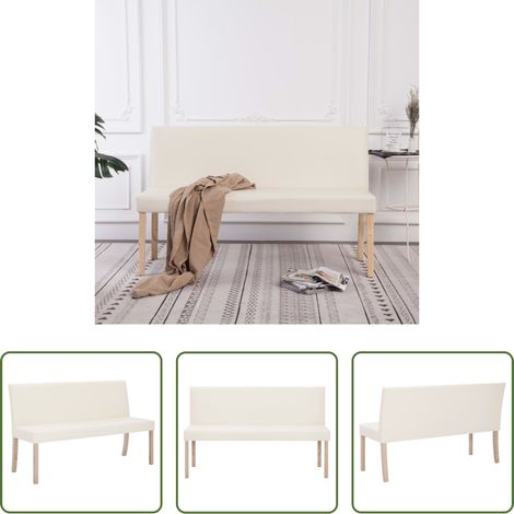 vidaXL Holzbank - Sitzbank 139,5 cm Cremeweiß Kunstleder (1/5)