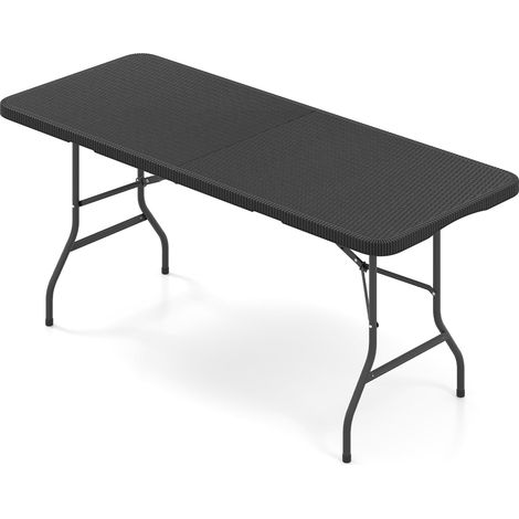 COSTWAY Tavolo da Picnic Pieghevole 180 cm (Nero, 180 cm Rattan) (1/5)