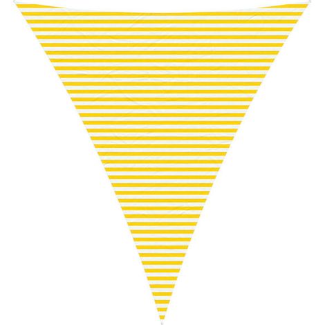 Voile d'ombrage à rayures jaunes et blanches, 5 x 6 x 6 mètres, 100% polyester Oxford. (1/5)