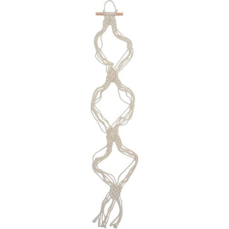 Wandmontierter Makramee-Huthalter, Aufbewahrungsregal für Cowboyhüte, handgeflochtener Hutorganizer zum Aufhängen. – 155 x 15 cm – Beige (1/4)