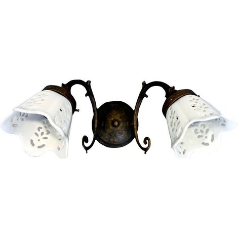 BRINDISI Luminaire E14 2x40W, 230V, IP21, abat-jour céramique/bronze (1/2)