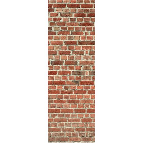 Sticker réfrigérateur et lave vaisselle, briques rouges mur effet trompe l'oeil maison, 180 cm X 59,5 cm (1/3)