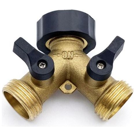 Double Washing Machine Faucet, Brass Garden Faucet Diverter, Y Connector, 2.5" (For Connecting 2 Appliances), Dual Outlet Garden Faucet (1/4)