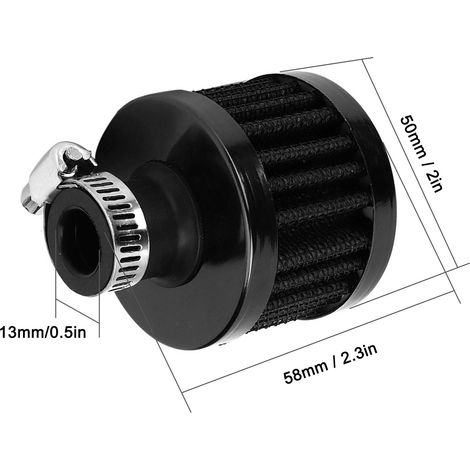 Miniatur-Luftfilter (13 mm) für Kurbelgehäuseentlüftung, universelles Autozubehör, schwarz (1/5)