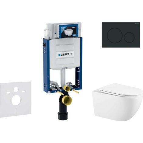 Geberit Kombifix - Conjunto de instalación empotrada, inodoro Gaia y asiento softclose, pulsador Sigma20, negro mate/negro SANI15CA5118 (1/5)
