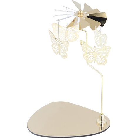 Bougeoir rond triangulaire style romantique européen en acier inoxydable, carillon éolien rotatif pour aromathérapie, bougeoir papillon (1/5)