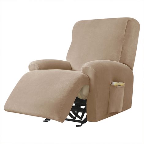 Rivestimento per poltrona relax con poggiapiedi estensibile (4 sezioni), velluto, beige, cappuccino