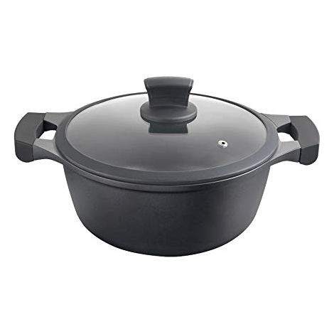 Metaltex XPERT - Casserole Haute en Aluminium Fondu 26 cm avec Couvercle de Verre Trempé (1/4)