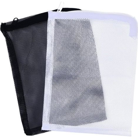 10pcs Sac à Filtre pour Aquarium, Sac de Filet en Nylon avec Cordon, Poissons Réservoir Sac en Filet Chaussettes pour Aquarium et Piscine et Jardin, 15 x 20CM (Blanc et Noir) (1/5)