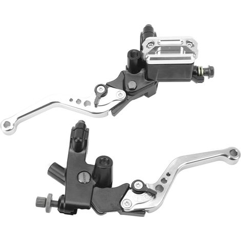 Universeller Motorradlenker-Satz mit 7/8"-Hauptbremszylinder, silbernem Kohlefaser-Ausgleichsbehälter und Handschützern (1 Paar). (1/5)