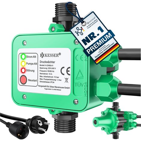 KESSER® Druckschalter Druckwächter Pumpensteuerung Gartenbewässerung mit Kabel   Grün