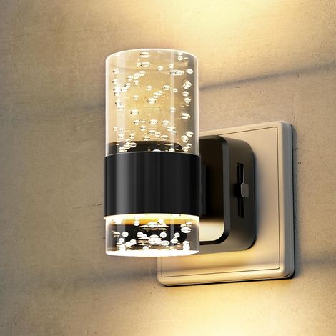 Veilleuse avec capteur crépusculaire, veilleuse pour enfants, blanc chaud, luminosité réglable de 0 à 100 lm, pour couloir, escalier, cuisine, salle de bain 1, Anneau noir (1/5)