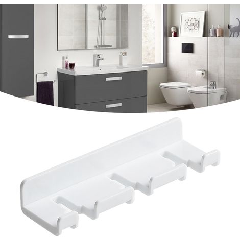 [Wandhaken] [Wandmontagewerkzeug] Montagehalterung für Ladegeräte ohne Bohren, selbstklebender Wandhaken für Bad und Küche aus ABS-Kunststoff, weiß, 23 g. (1/5)