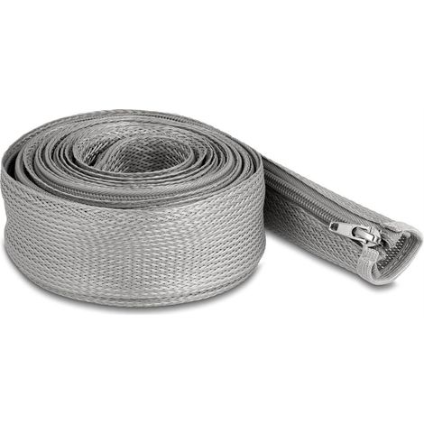DELOCK TUYAU TRESSÉ RÉSISTANT À LA CHALEUR AVEC FERMETURE ÉCLAIR GRIS 3 M X 50 MM 20838