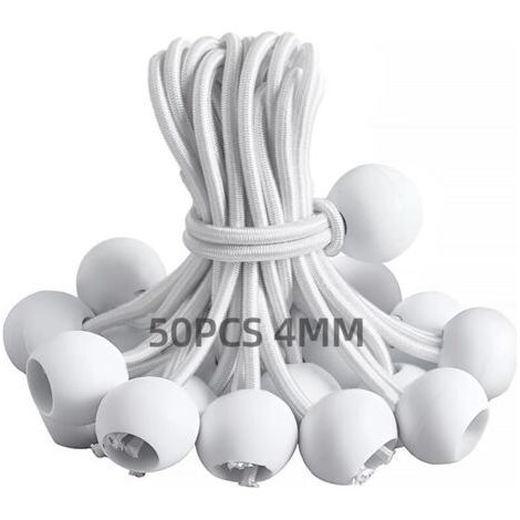 50 Pièces Tendeur Elastique, 150mm Flexible Tendeur Bache Sandow Elastique, Tendeur Elastique Boule pour Bache, Tentes, Camping, Bannières