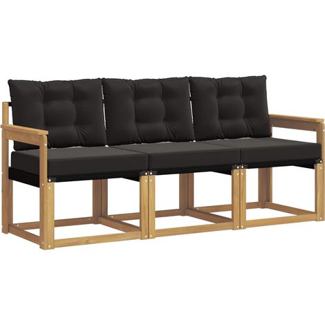 Outdoor Sofa Set with Cushion 3 pcs White and Black vidaXL