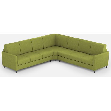 Canapé d'angle moderne italien tissu vert pistache Korane - 5 tailles 281x281 cm-Taille 281x281 cm (1/5)