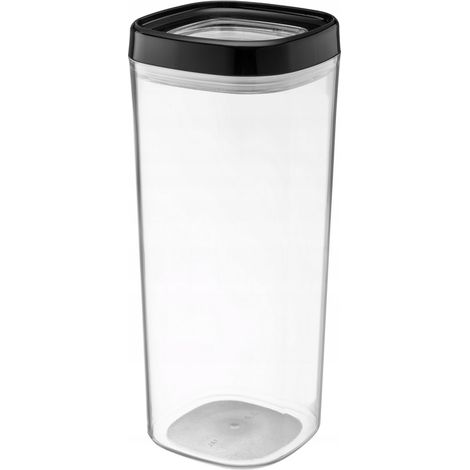 KADAX Boîte de rangement transparente en plastique avec couvercle pour farine, céréales, sucre et pâtes (1800 ml, noir) (1/5)
