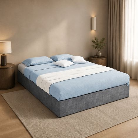 MEUBLIV Bettgestell 140x200 cm grau – Bettkasten mit Gasdruckfedern, ohne Matratze (1/5)