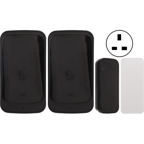Sonnette sans fil 1 émetteur 2 récepteurs, pile incluse, sans batterie, AC110-240V fiche UK, carillon de porte sans fil (1/5)