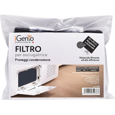 Igenio 938 Filtro per asciugatrice Proteggi condensatore Black