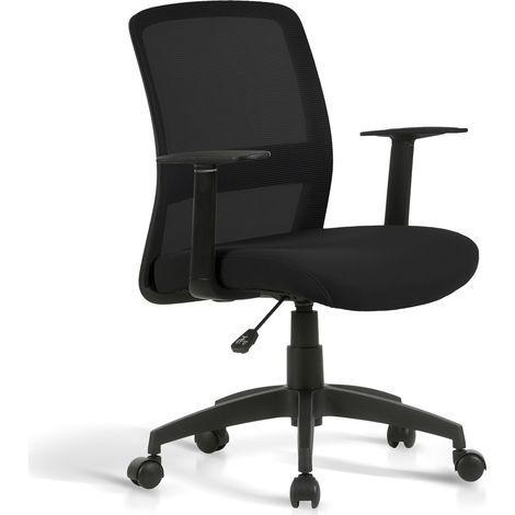 HISPANOHOGAR, silla de estudio con ruedas y altura regulable, modelo Devon, en tela negra (1/5)