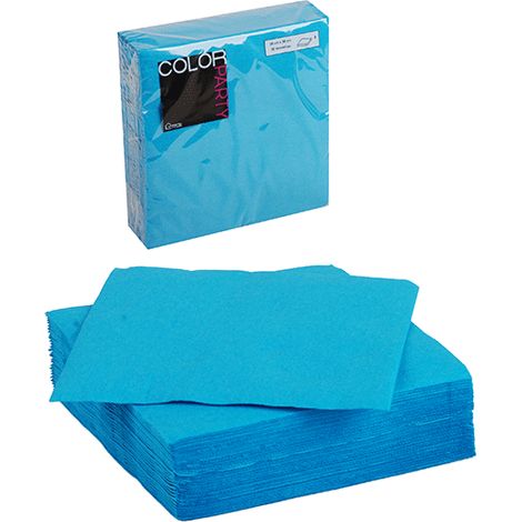 Paquets de 30 serviettes jetables en papier - Bleu - 38 x 38 cm - Livraison gratuite