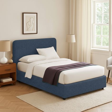 Letto Singolo Slough, Sfoderabile, Contenitore Made in Italy, blu (1/5)