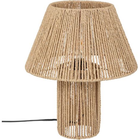 Lampe à poser, lampadaire droit coloris beige et métal coloris noir - Diamètre 32 x Hauteur 38 cm -PEGANE- (1/4)