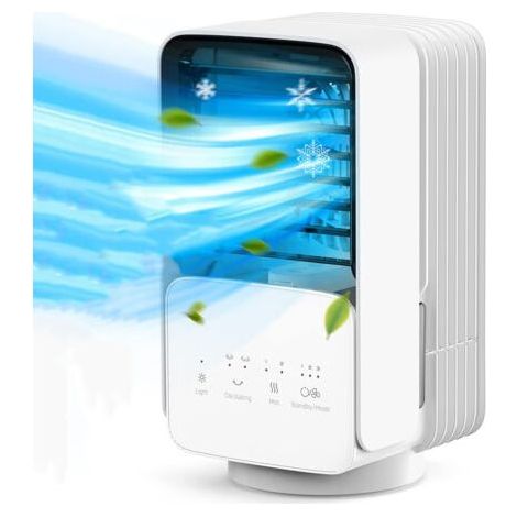 Tonchean – Condizionatore d'aria portatile silenzioso 4 in 1 – Raffrescatore, ventilatore, umidificatore – Serbatoio da 700 ml, 3 velocità, oscillazione a 120° (1/5)