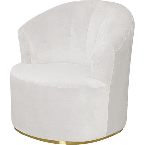 Housse de fauteuil pivotant en velours style médiéval moderne pour fauteuil club rond, canapé simple blanc décoratif pour salon et cuisine. (1/4)