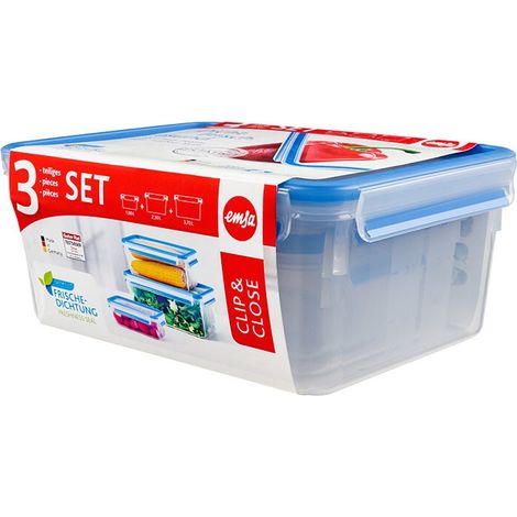 EMSA Frischhaltedosenset Clip & Close 1,0l/2,3l/3,7l 3teilig blau