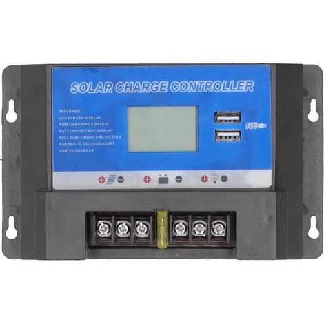 Solarladeregler mit LCD-Display, zwei USB-Anschlüssen und robustem Design für Solarmodule (PV-Regler, 30 A)