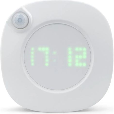 Horloge murale LED avec capteur de mouvement PIR, éclairage 360°, alimentation USB, design moderne, veilleuse pour cuisine/salle de bain, 1 pièce