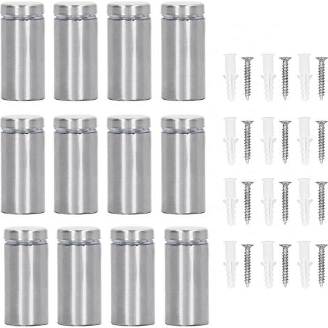 12 vis d'entretoise en acier inoxydable, fixations pour enseignes murales publicitaires, clous pour verre acrylique, 19 x 40 mm