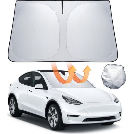 Pare-Soleil Pare-Brise pour Tesla Model 3/Y Protection Pliante avec Sac de Rangement Bloque Les Rayons UV Parasol Model 3/Y 2018-2026 Accessoires Highland Juniper (1/5)