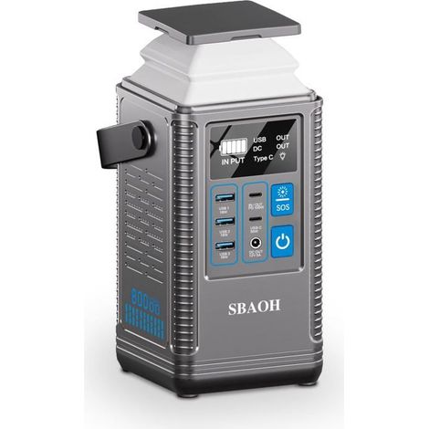 Centrale électrique portable 296Wh – Powerbank 80000mAh – Charge rapide PD 100W – 6 sorties USB pour camping et voyages