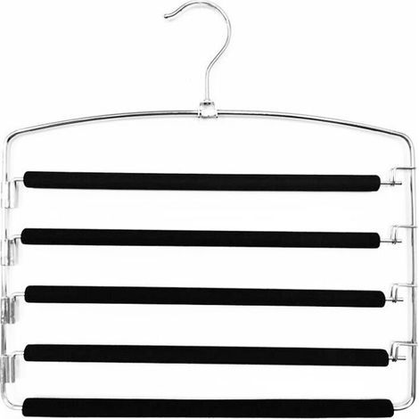 Lot de 2 Cintres Métalliques à Multiples Niveaux. Gain de Place. Stable avec Barres Antidérapantes. Pivotantes pour Jeans. (1/4)