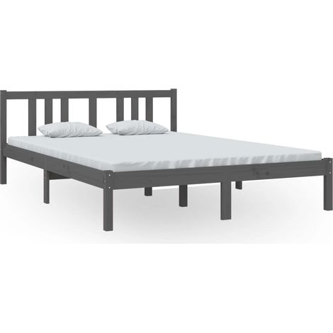 Maison Exclusive - Cadre de lit sans matelas gris bois massif 140x200 cm