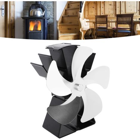 Ventilateur de cheminée, ventilateur thermique, poêle à pétrole, poêle à bois, ventilateur thermique auto-générateur, argent (1/5)