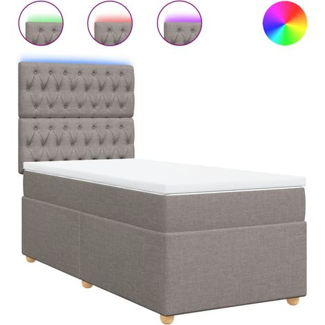 Maison Exclusive - Sommier à lattes de lit avec matelas Taupe 90x190 cm Tissu (1/5)