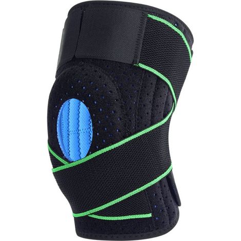 Tutori per ginocchio regolabili per menisco e legamenti - Tutori per ginocchio per rotula completa - Tutori per ginocchio Crossfit - Tutore per ginocchio unisex in neoprene con silicone (verde/nero)
