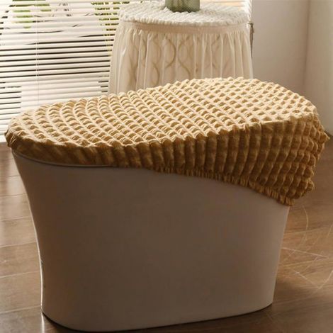 Housse Siege Toilette - Et Réservoir - Lavable En Machine - Adaptée Tous Modèles - Beige - 2 Paires (1/4)
